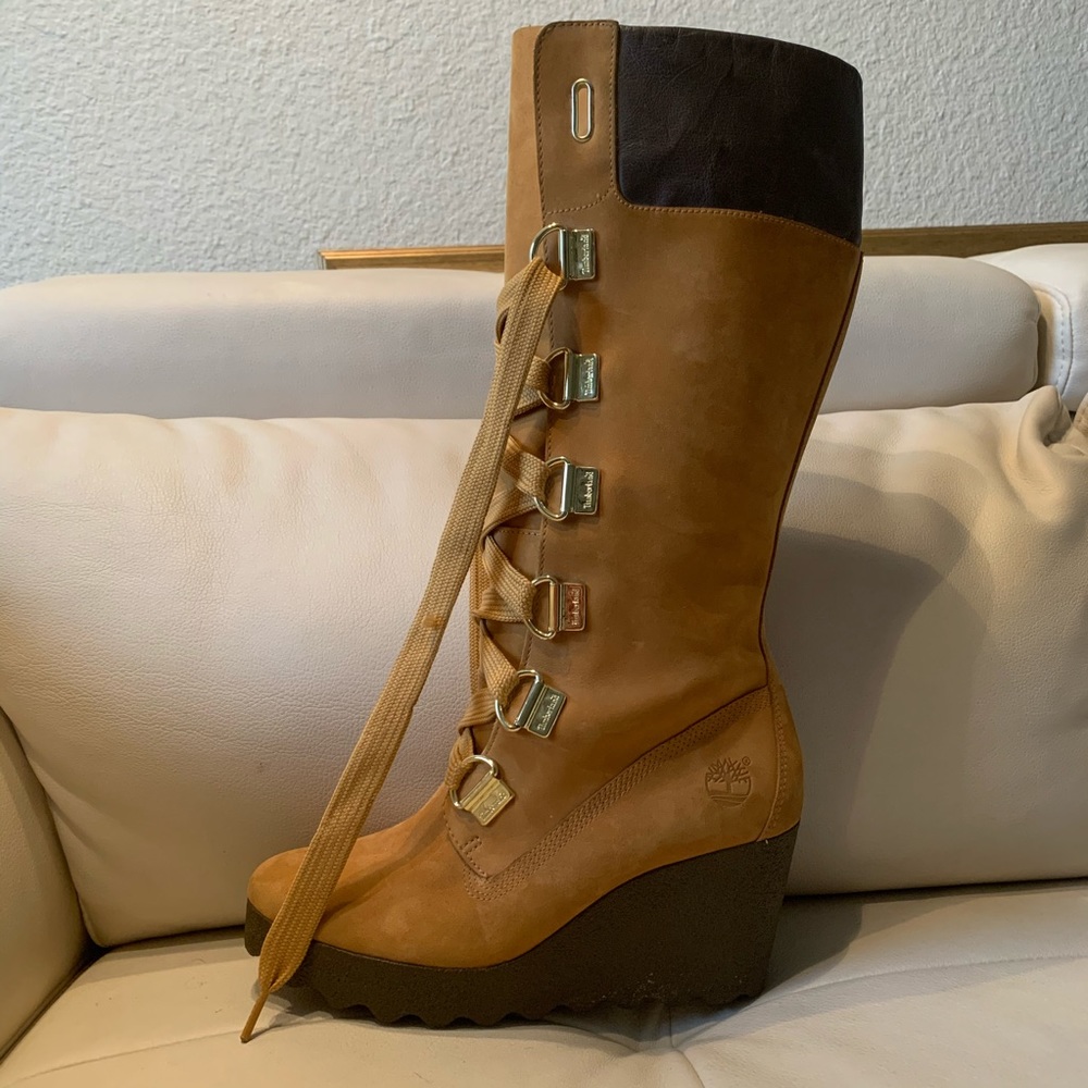 Calf High Timberland Wedge Heeled Boot